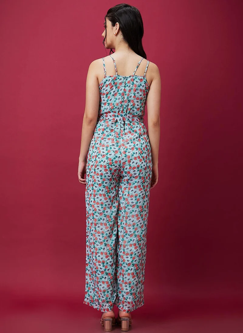 globus  Globus Women Floral Printed Shoulder Straps Waist Tie Ups Basic Jumpsuit for Women | Best Price UAE